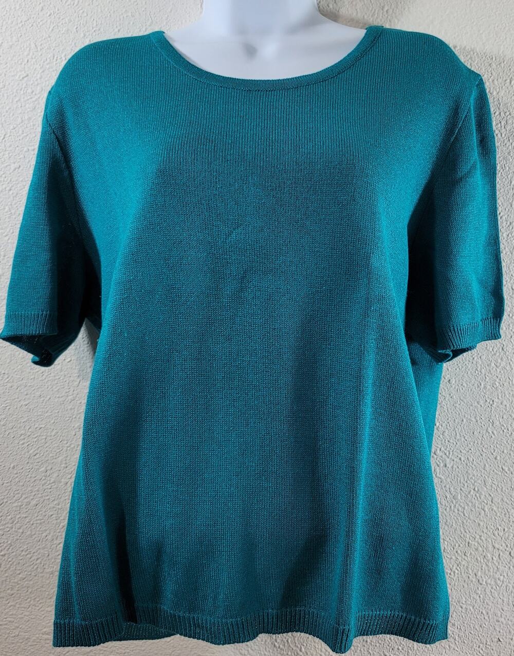 Philippe Marques Teal Blue Green Tight Knit Round Neck Top 16P Lightweight Soft